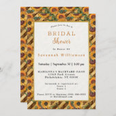 Sonnenblumen Orangengelbe Bienen Streifen Brautpar Einladung (Vorne/Hinten)