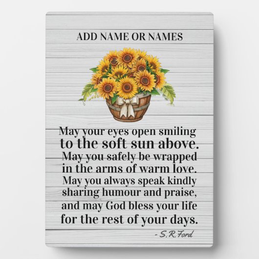 Sonnenblumen Original Gedicht Easel Plaque Fotoplatte (Vorderseite)