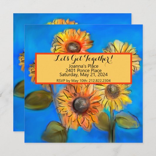Sonnenblumen Originelle Kunst Lässige Einladung (Vorne/Hinten)