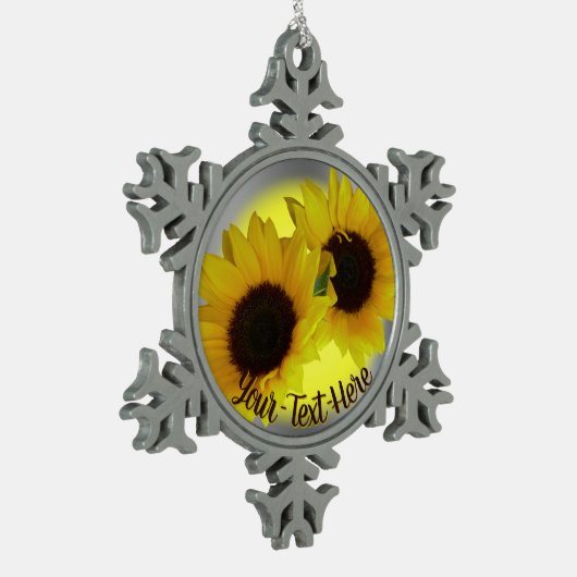 Sonnenblumen-Ornament Persönliche Sonnenblumengesc Schneeflocken Zinn-Ornament (Links)