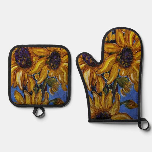 Sonnenblumen Oven Mitt Ofenhandschuh & Topflappen-Set (Vorderseite)
