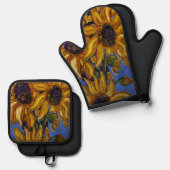 Sonnenblumen Oven Mitt Ofenhandschuh & Topflappen-Set (Vorderseite/Rückseite)