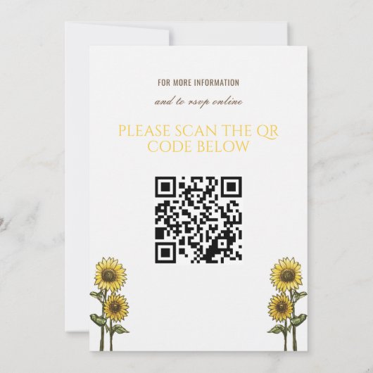 Sonnenblumen-Paar Hochzeit Einladung mit QR-Code (Rückseite)