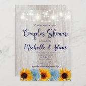 Sonnenblumen Paare Dusche Rustikales Brautparty Einladung (Vorne/Hinten)