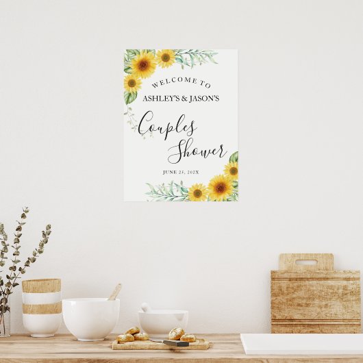 Sonnenblumen Paare Dusche Willkommensschild Poster (Küche)