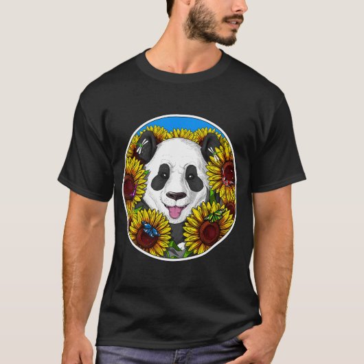 Sonnenblumen Panda Bär T-Shirt (Vorderseite)