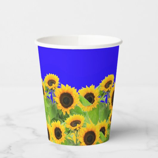 Sonnenblumen Papier Cups Ukrainische Fahnen Farben Pappbecher (Links)