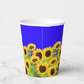 Sonnenblumen Papier Cups Ukrainische Fahnen Farben Pappbecher (Rechts)