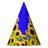 Sonnenblumen Papier Party mit ukrainischen Flaggen Partyhütchen (Rückseite)