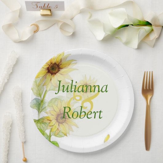 Sonnenblumen Pappteller (Hochzeit)