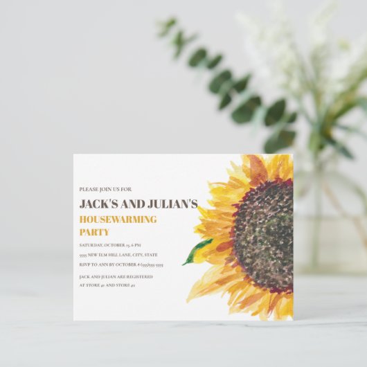 Sonnenblumen Party Gelb braun Postkarte (Stehend Vorderseite)