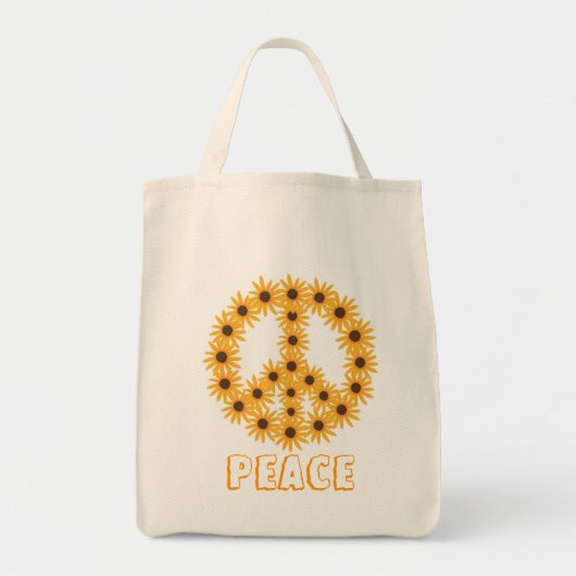 Sonnenblumen Peace Sign Canvas Bags Tragetasche (Vorne)
