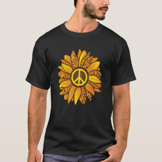 Sonnenblumen Peace Sign T - Shirt Liebe und Boho