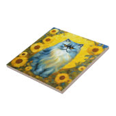 Sonnenblumen Persische Katze Fliese (Seite)