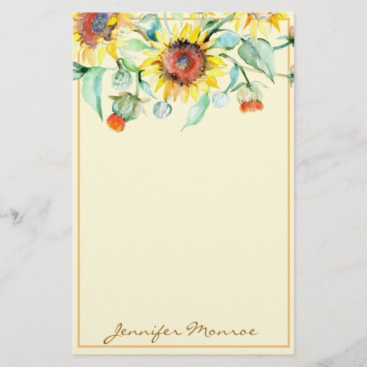 Sonnenblumen personalisiert briefpapier (Vorderseite)