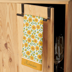 Sonnenblumen personalisiert geschirrtuch