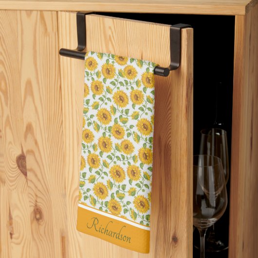 Sonnenblumen personalisiert geschirrtuch (Drittel gefaltet)