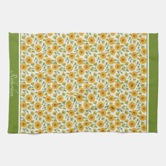 Sonnenblumen personalisiert Küchenwäsche Handtüche Geschirrtuch (Horizontal)