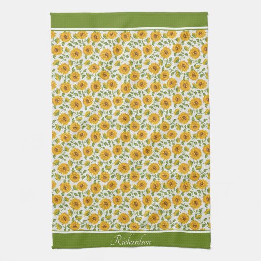 Sonnenblumen personalisiert Küchenwäsche Handtüche Geschirrtuch (Vertikal)