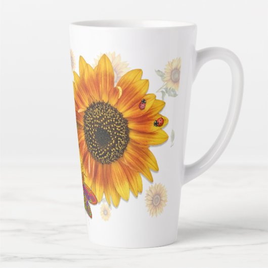Sonnenblumen Personalisiert Milchtasse (Rechts)