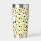 Sonnenblumen Personalisiert Monogram Thermobecher (Rückseite)