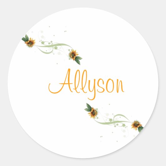 Sonnenblumen Personalisierte Stickers (Vorderseite)