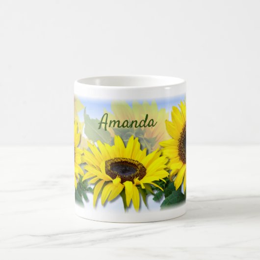 Sonnenblumen Personalisierter Eigener Text Kaffeetasse (Mittel)