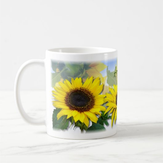 Sonnenblumen Personalisierter Eigener Text Kaffeetasse (Links)