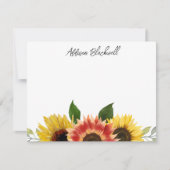 Sonnenblumen Personalisierter Name Rot und Gelb Mitteilungskarte (Vorderseite)