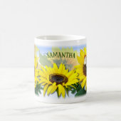 Sonnenblumen Personalisierter Text Kaffeetasse (Mittel)