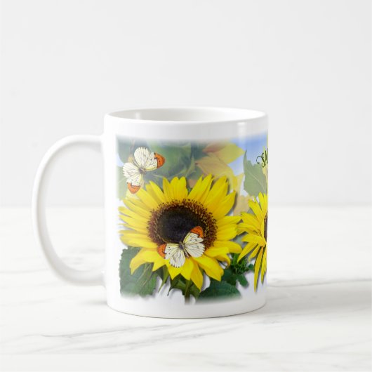 Sonnenblumen Personalisierter Text Kaffeetasse (Links)