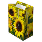 Sonnenblumen Persönlich Mittlere Geschenktüte (Rückseite Schrägansicht)