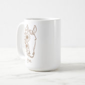 Sonnenblumen-Pferd Boho-Linienkunst mit Namen Kaffeetasse (Vorderseite Links)