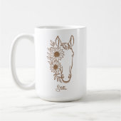Sonnenblumen-Pferd Boho-Linienkunst mit Namen Kaffeetasse (Links)