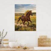 Sonnenblumen Pferd Prairie Run Poster (Küche)