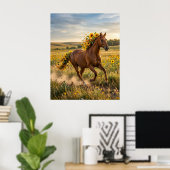 Sonnenblumen Pferd Prairie Run Poster (Heimbüro)