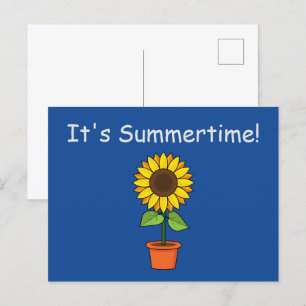 Sonnenblumen-Pflanze in Pot Personalize Feiertagspostkarte