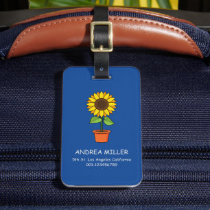 Sonnenblumen-Pflanze in Pot Personalize Gepäckanhänger