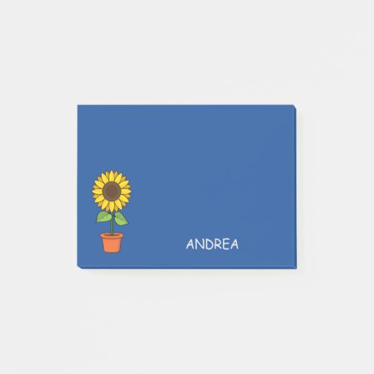 Sonnenblumen-Pflanze in Pot Personalize Post-it Klebezettel (Vorderseite)