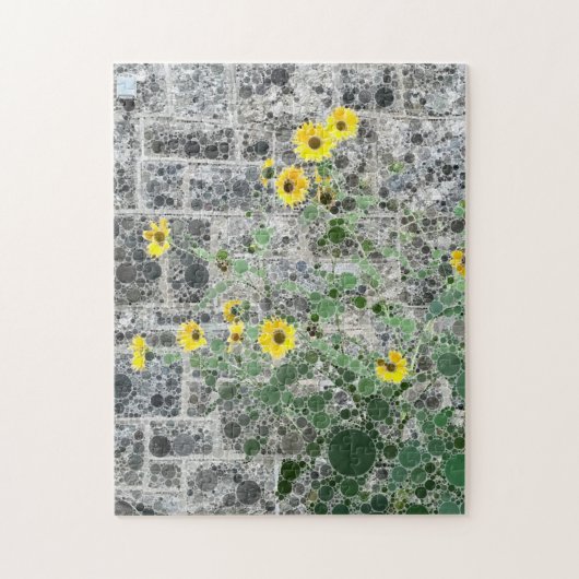 Sonnenblumen PHL Rowhouse Stone Grau Foto Art Puzzle (Vertikal)