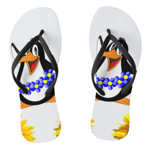 Sonnenblumen Pinguin Floral Flip Flops Badesandalen