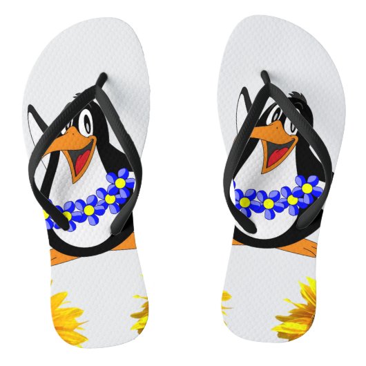 Sonnenblumen Pinguin Floral Flip Flops Badesandalen (Fußbett)