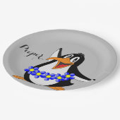 Sonnenblumen Pinguin Papier Teller (Schrägansicht)