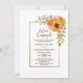 Sonnenblumen Pink Floral Engagement Party Einladung (Vorderseite)