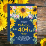 Sonnenblumen Pink Roses Navy Blau 40. Geburtstag Einladung<br><div class="desc">Gelbe Sonnenblumen und rosa Rosen auf marineblauer Party Einladung zum 40. Geburtstag für Frauen. Text ist für jedes Alter,  Frühjahr oder Sommer angepasst. Schön zum Geburtstag Picknick oder Hinterhof Party. Kontaktieren Sie mich,  wenn ich Ihnen bei der Anpassung helfen kann oder wenn Sie zusätzliche Match- oder Koordinierungsprodukte anfordern möchten.</div>