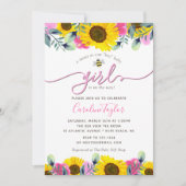 Sonnenblumen Pink Roses Sweet Bee Girl Baby Dusche Einladung (Vorderseite)