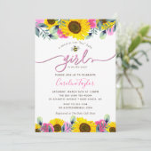 Sonnenblumen Pink Roses Sweet Bee Girl Baby Dusche Einladung (Stehend Vorderseite)