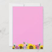 Sonnenblumen Pink Roses Sweet Bee Girl Baby Dusche Einladung (Rückseite)