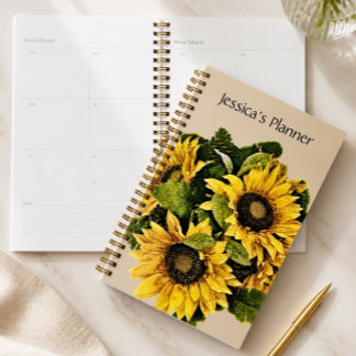 Sonnenblumen-Planer 14 cm x 21,6 cm - Personalisie Planer