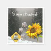 Sonnenblumen Polar Bären Blumenpapier Napkins Serviette (Vorderseite)